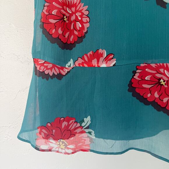 CAbi 3445 Blushing Floral Teal Blouse Small - Picture 2 of 6